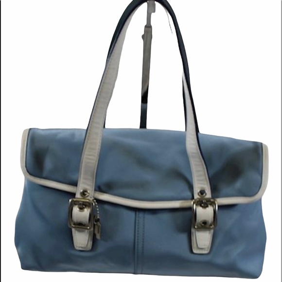 Coach Handbags - Blue COACH PURSE | Baby Blue and White | Med NWOT | Coach Hamptons Weekend Bag
